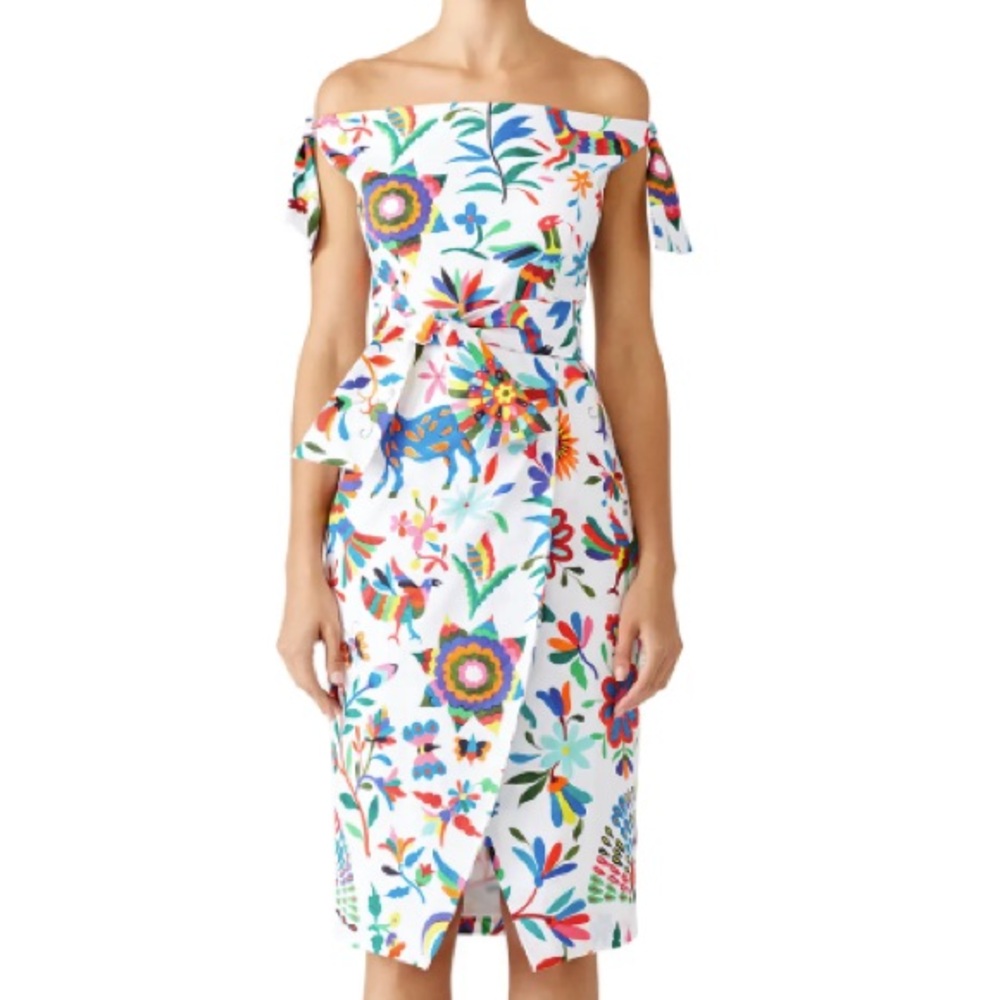 Milly Otomi Colorful Off-Shoulder Floral Dress